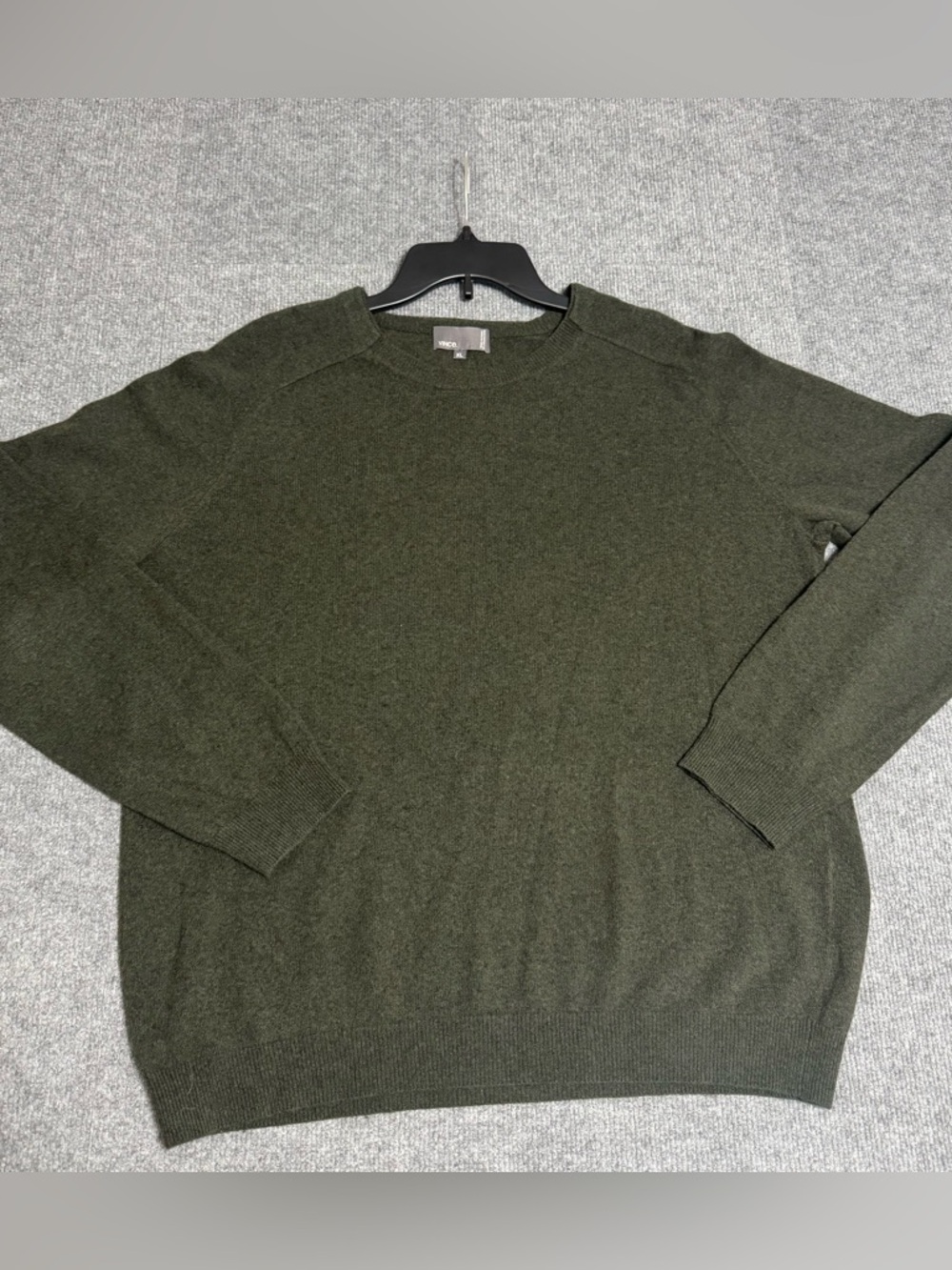 Vince Olive Green Cashmere Wool Blend Knit Sweater XL Italian Yarn Quiet Luxury